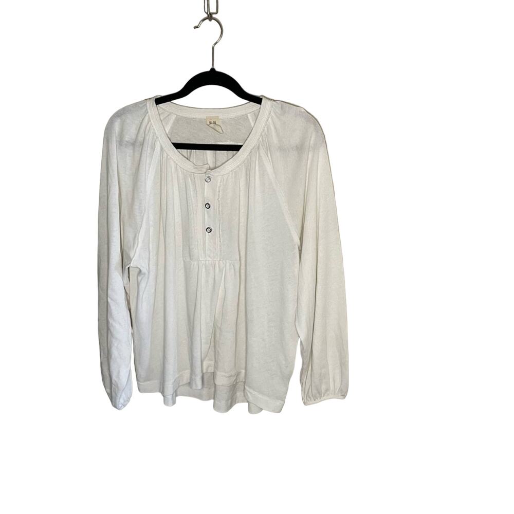 Free People We The Free White Long Sleeve Flowy Top Blouse Oversized Women’s XS